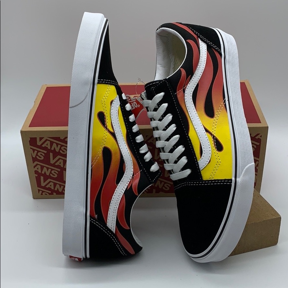 VANS men’s OLD SKOOL FLAME black/black true white - Picture 16 of 16